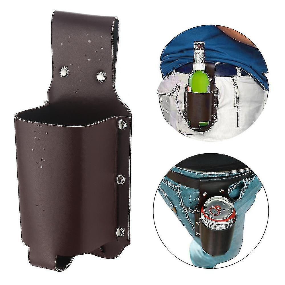 Portable Wine Bottle Belt Beer Holster - Convenient Wine Bottle Beverage Can， 1 Pack， Brown