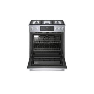 Bosch 800 Series 30 in. 5 Burner Slide-In Gas Range in Stainless Steel with 4.8 cu. Ft. True Convection and Self-Cleaning Oven HGI8056UC