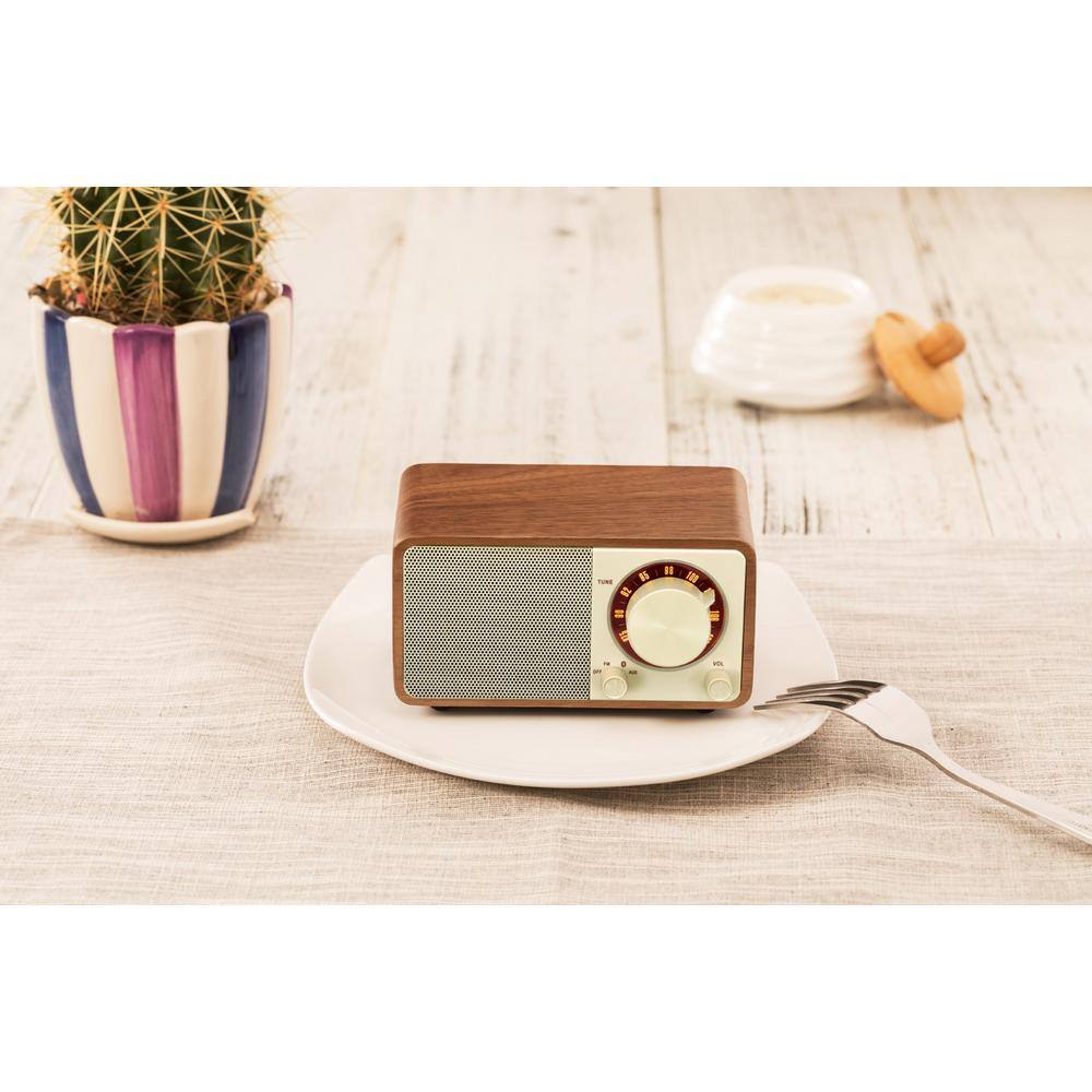 Sangean FM StereoAux-in Rechargable Wood Cabinet Mini Bluetooth Speaker WR-7WL