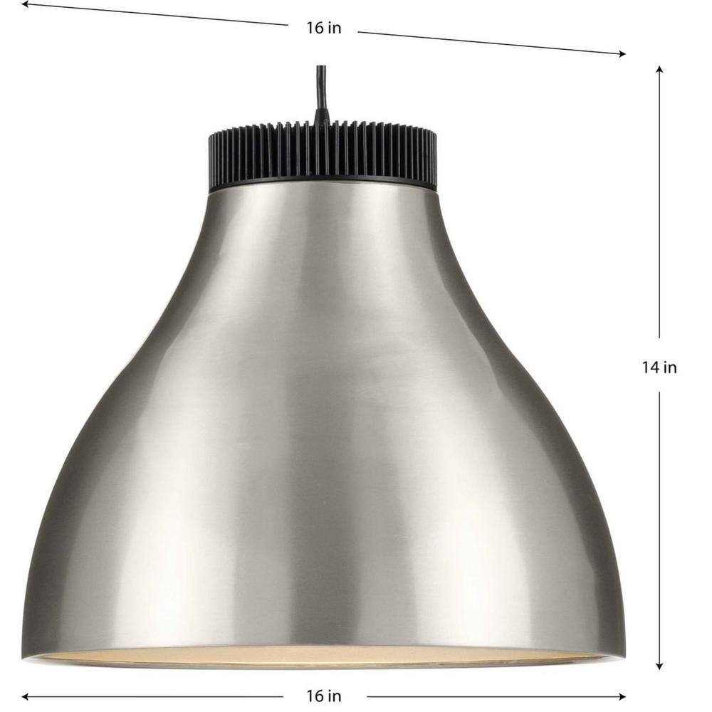 Progress Lighting Radian LED 30-Watt Brushed Nickel Integrated LED Standard Pendant Light with Shade P500373-009-30