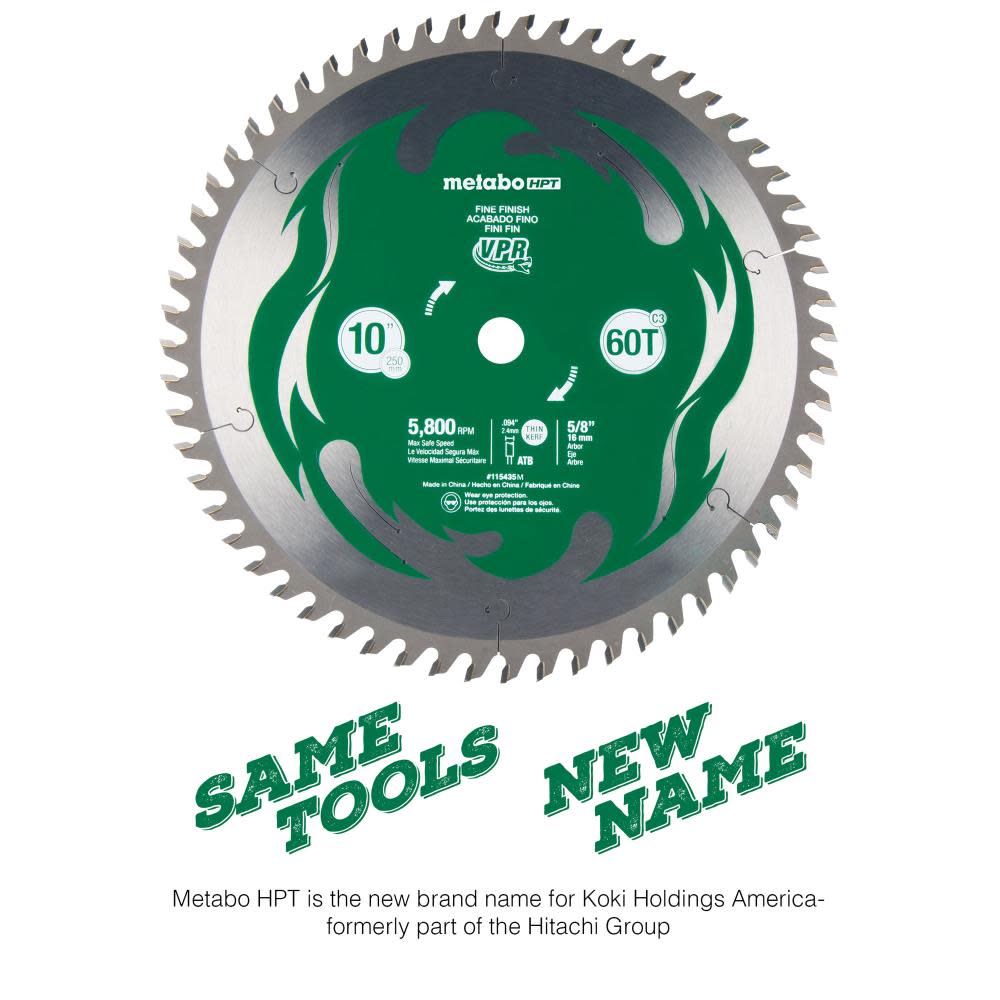 Metabo HPT VPR 10 60T Carbide Miter Saw Blade