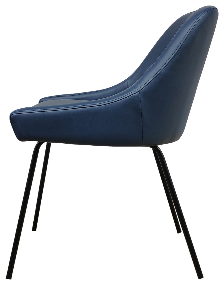 Vegan Blue Leather Dining Chair Low Back Slop Arms   Midcentury   Dining Chairs   by Sideboards and Things  Houzz