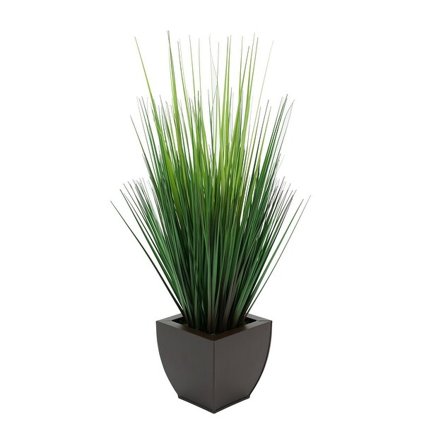 Faux PVC Grass in Tapered Zinc Planter