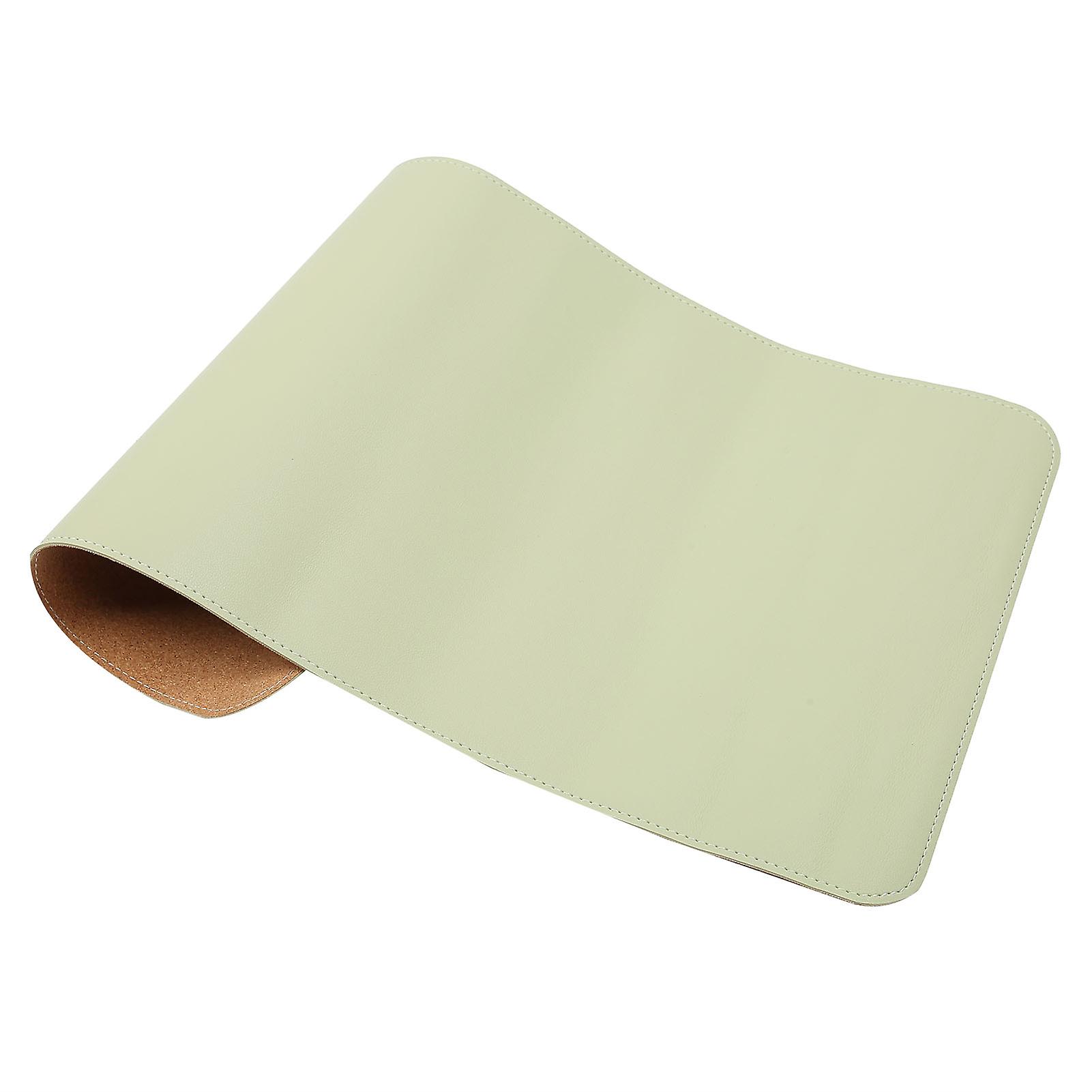 Multifunctional Table Mat Soft Cork Waterproof Oilproof Pu Writing Desk Mouse Pad(matcha Green )