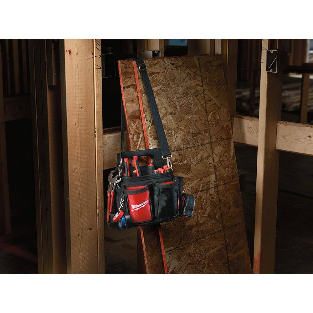 MW 15-Pocket Electricians Tool Pouch with Quick Adjust Belt and 25 ft. Compact Auto Lock Tape Measure 48-22-8112-48-22-6825