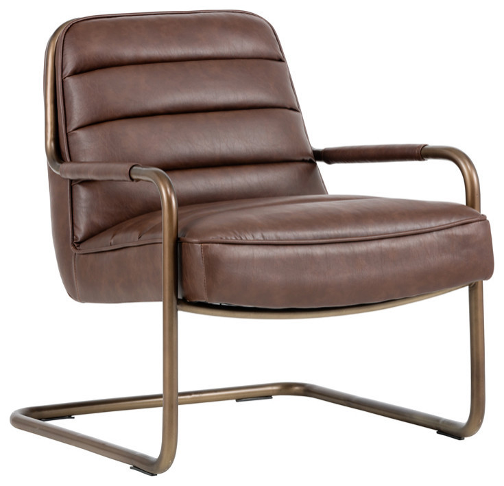 Xarles Lounge Chair  Vintage Cognac   Midcentury   Armchairs And Accent Chairs   by Peachtree Fine Furniture  Houzz