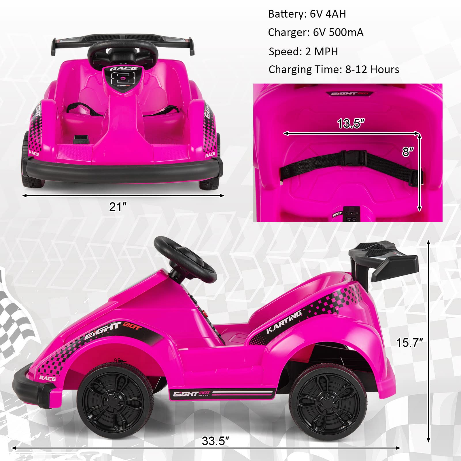 Costzon Ride on Car, Go Cart for Kids with Remote Control, Safety Belt, Music, USB Port, Forward/Backward