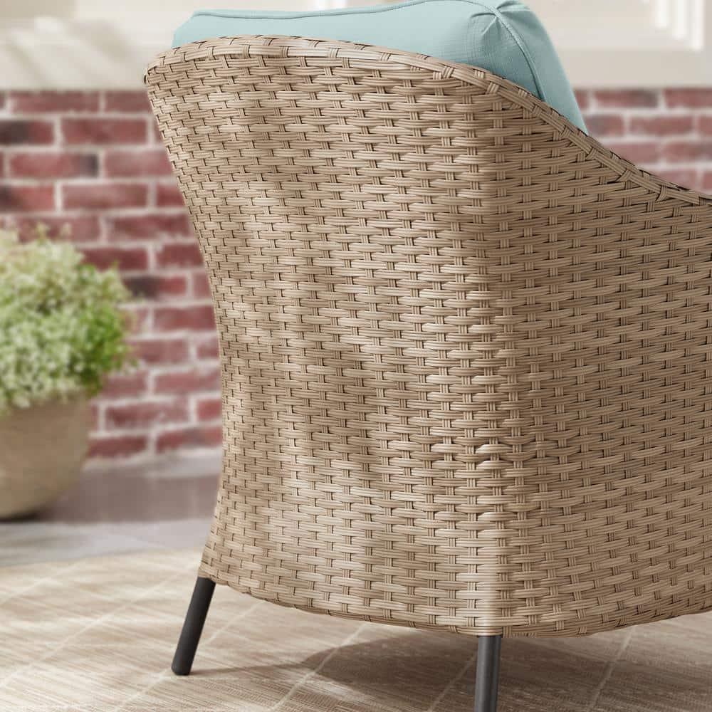 StyleWell Park Pointe 4Piece Wicker Patio Conversation Set with Seabreeze Cushions