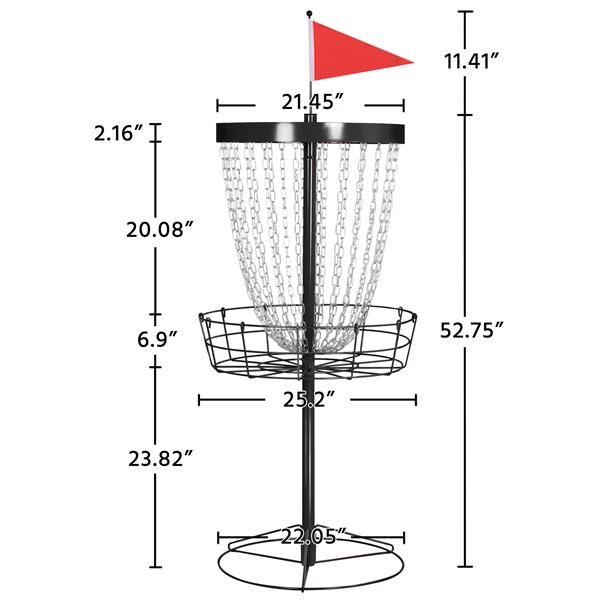 SmileMart 24-Chain Disc Golf Goal for Target Practice with Carrying Bag and 3 Discs， Black