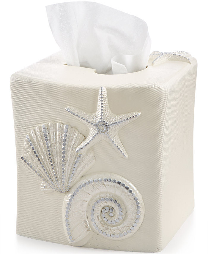 Avanti Sequin Shells Beachy Resin Tissue Box Cover