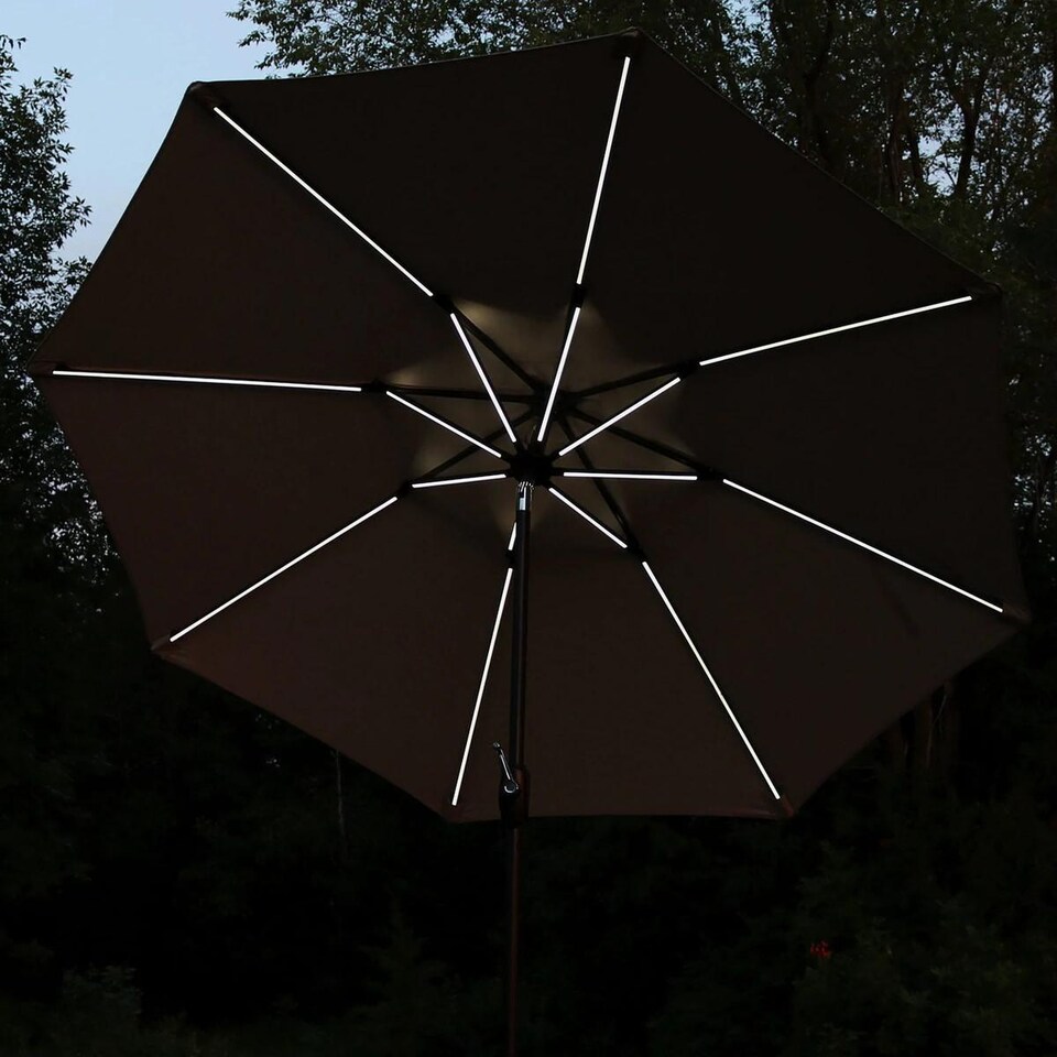 Ultimate Patio 9 Ft. Solar Lighted Octagonal Aluminum Patio Market Umbrella W/ Crank and Tilt