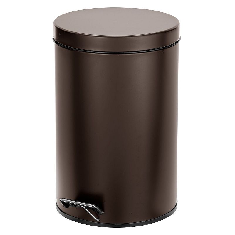 mDesign 12L Metal Round Step Garbage Trash Can with Removable Liner and Lid