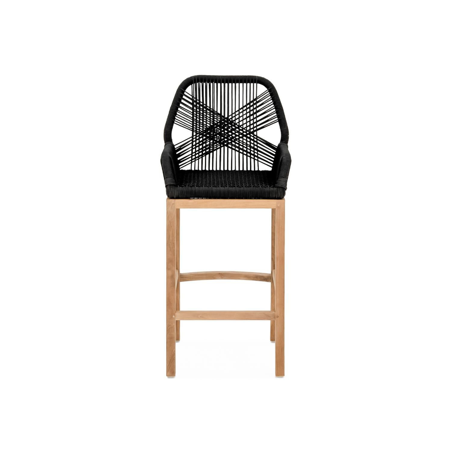 Signature Willow Bay Olefin Rope and Teak Patio Bar Stool