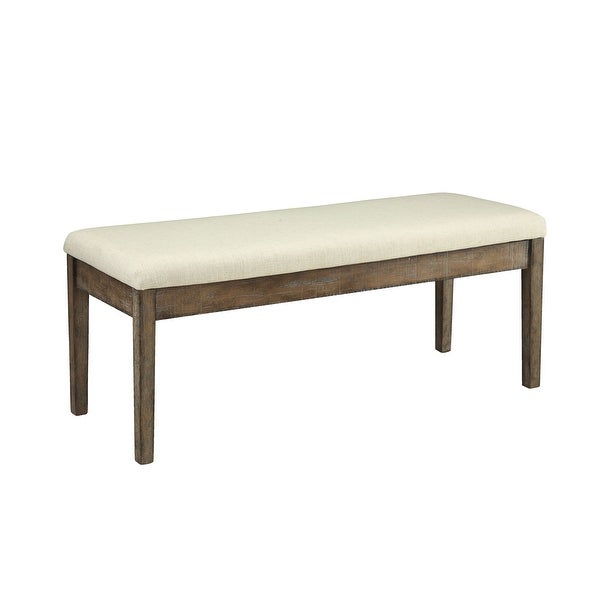 Global Pronex Claudia Bench in Beige Linen and Salvage Brown for Living Room and Dining Room