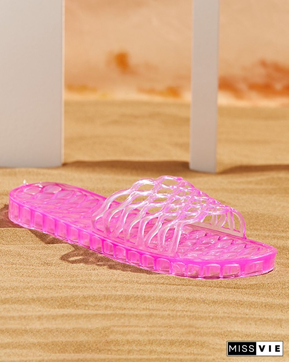 Clear Perspex Cutout Open Toe Casual Slipper