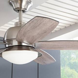 Home Decorators Collection Ackerly 52 in. IndoorCovered Outdoor LED Brushed Nickel Ceiling Fan with Light Kit and Remote Control 56019