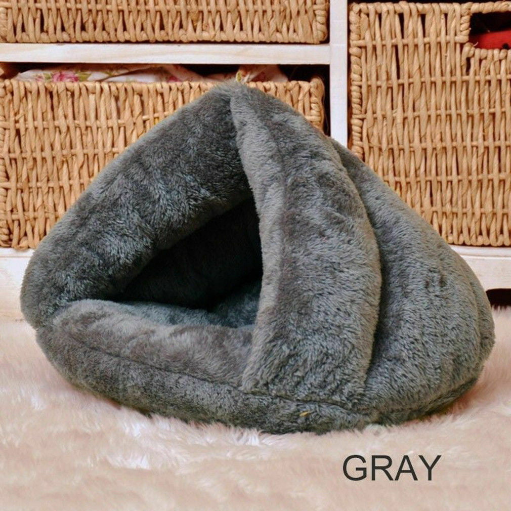 Cathery Pet Cat Dog Nest Bed Puppy Soft Plush Cotton Warm Cave House Sleeping Bag Mat