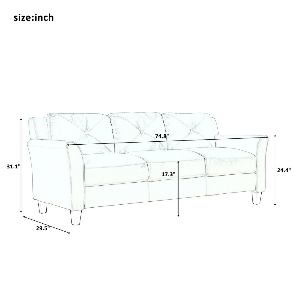 3 Piece Button Tufted Sofa Set  Traditional Wood Frame Polyester Blend Fabric Sofa Couch Set with Seat Cushions   Pillow back