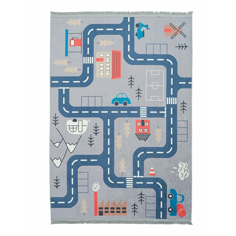 Mother Ruggers Road Home Machine Washable Colorful Kid's Rug