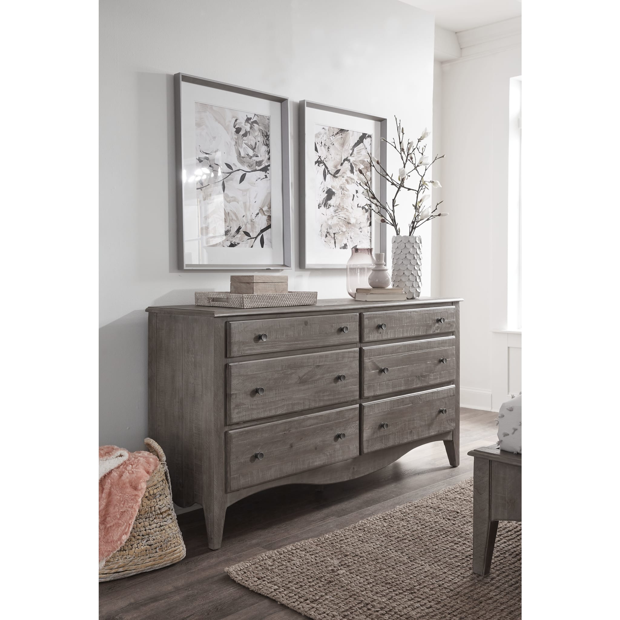 Cottage Taupe 6-Drawer 72 Dresser