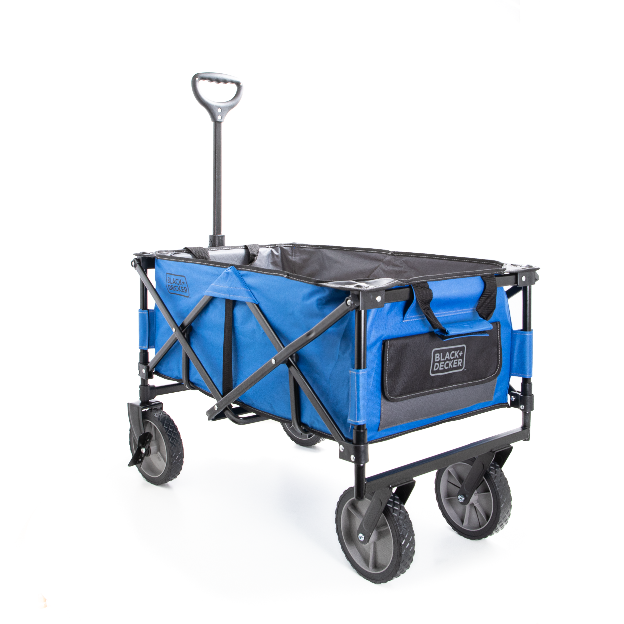 Collapsible Storage Cart, Folding Utility Wagon, Holds up to 176 lbs., Blue