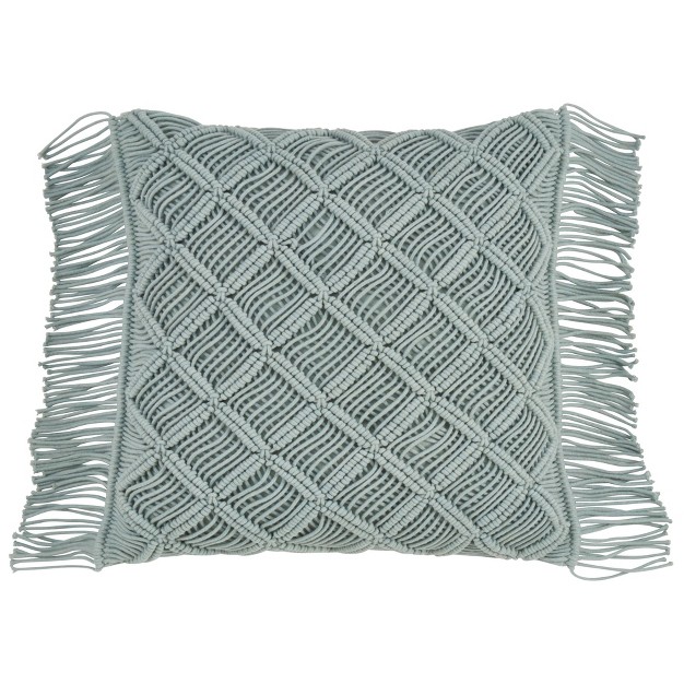 Macram Diamond Print Pillow Down Filled Mint Saro Lifestyle