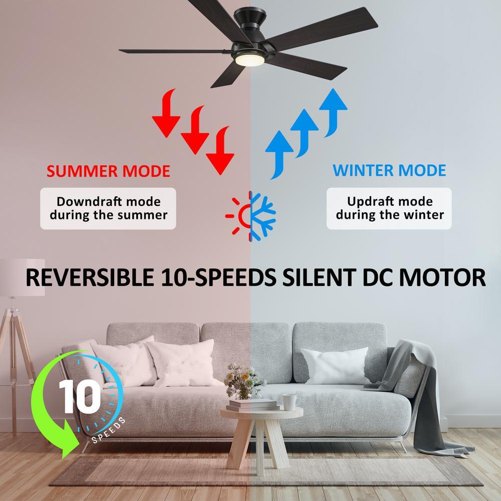 CARRO Aspen 48 in Dimmable LED IndoorOutdoor Black Smart Ceiling Fan with Light and Remote Works with AlexaGoogle Home