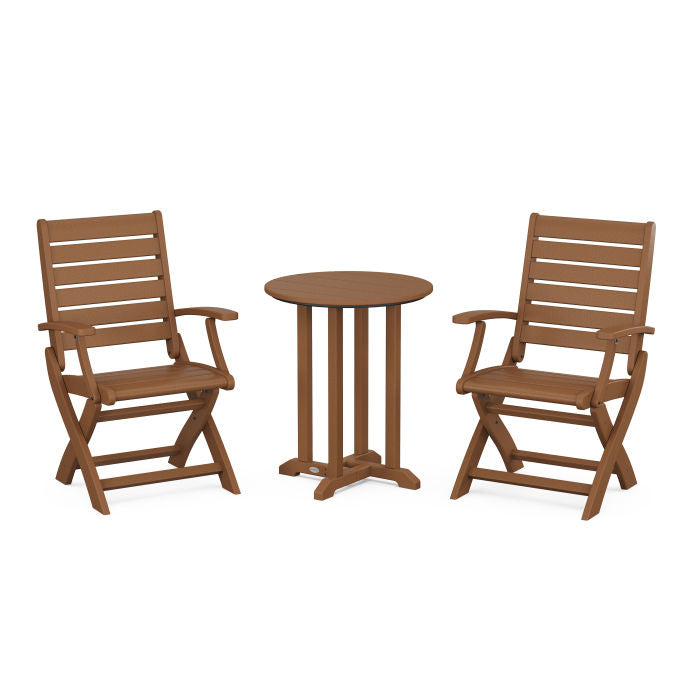 Polywood Signature Folding Chair 3-Piece Round Farmhouse Dining Set PWS1313-1