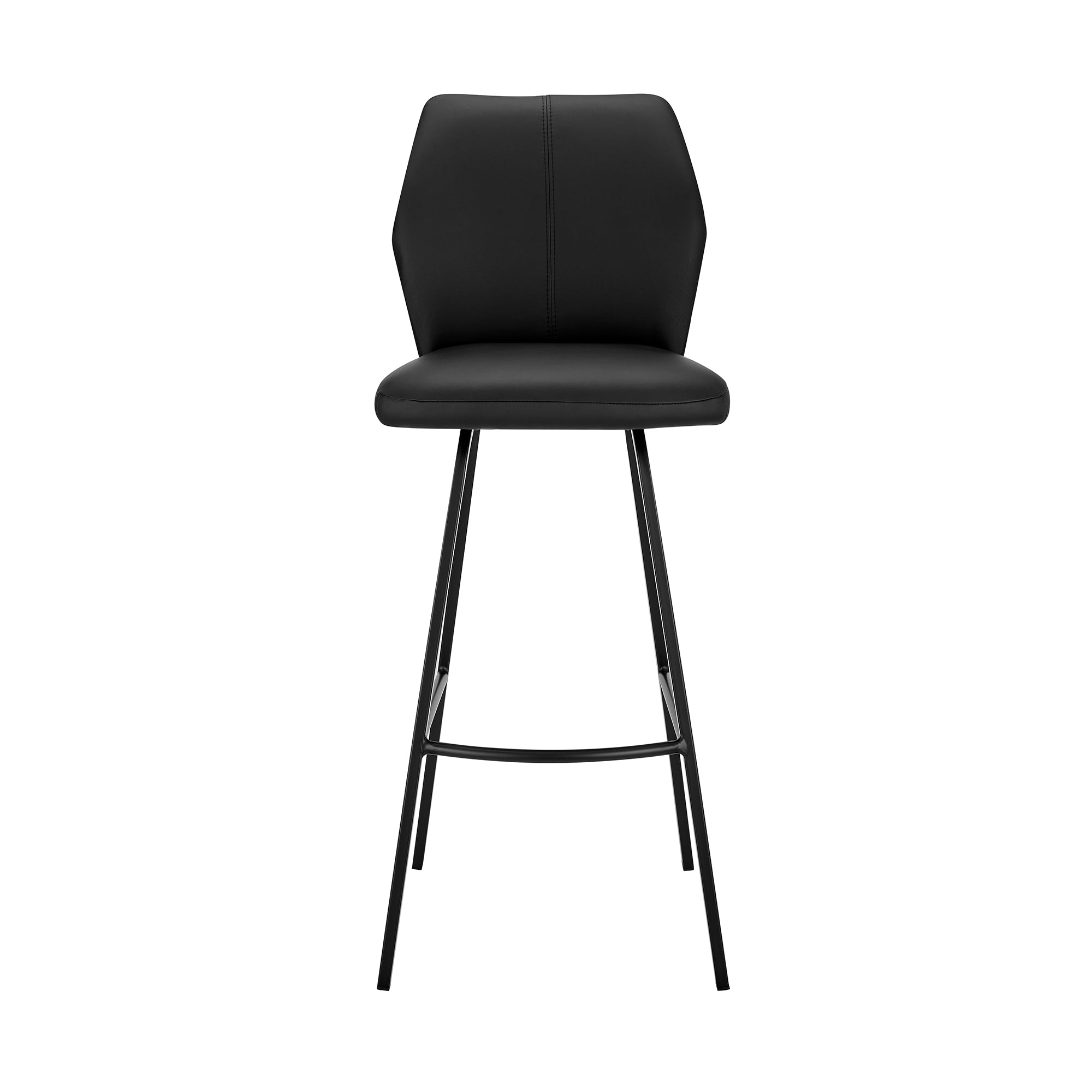 Tandy Black Faux Leather and Black Metal 30 Bar Stool