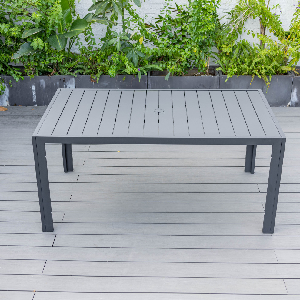 LeisureMod Chelsea 63″ Rectangular Outdoor Aluminum Dining Table   Midcentury   Outdoor Dining Tables   by LeisureMod  Houzz