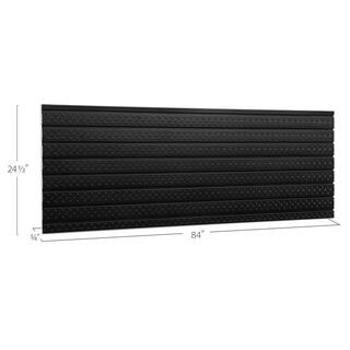 NewAge Products Pro Series 24.5 in. H x 84 in. W Slat Wall Panel Set Diamond Plated Steel Garage Backsplash in Black 51717