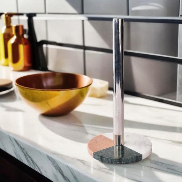 Lexi Home Marble Counter Mount Paper Towel Holder Multi colored