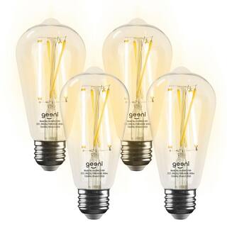 Geeni 60-Watt Equivalent E26 ST21 (ST64) Edison WiFi LED Smart Bulb 2700K To 6500K No Hub Required (4-Pack) GN-BW423-999