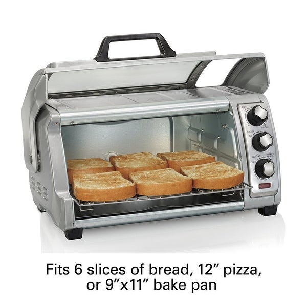 31127 Easy Reach Toaster Oven with Roll-Top Door， Silver - none