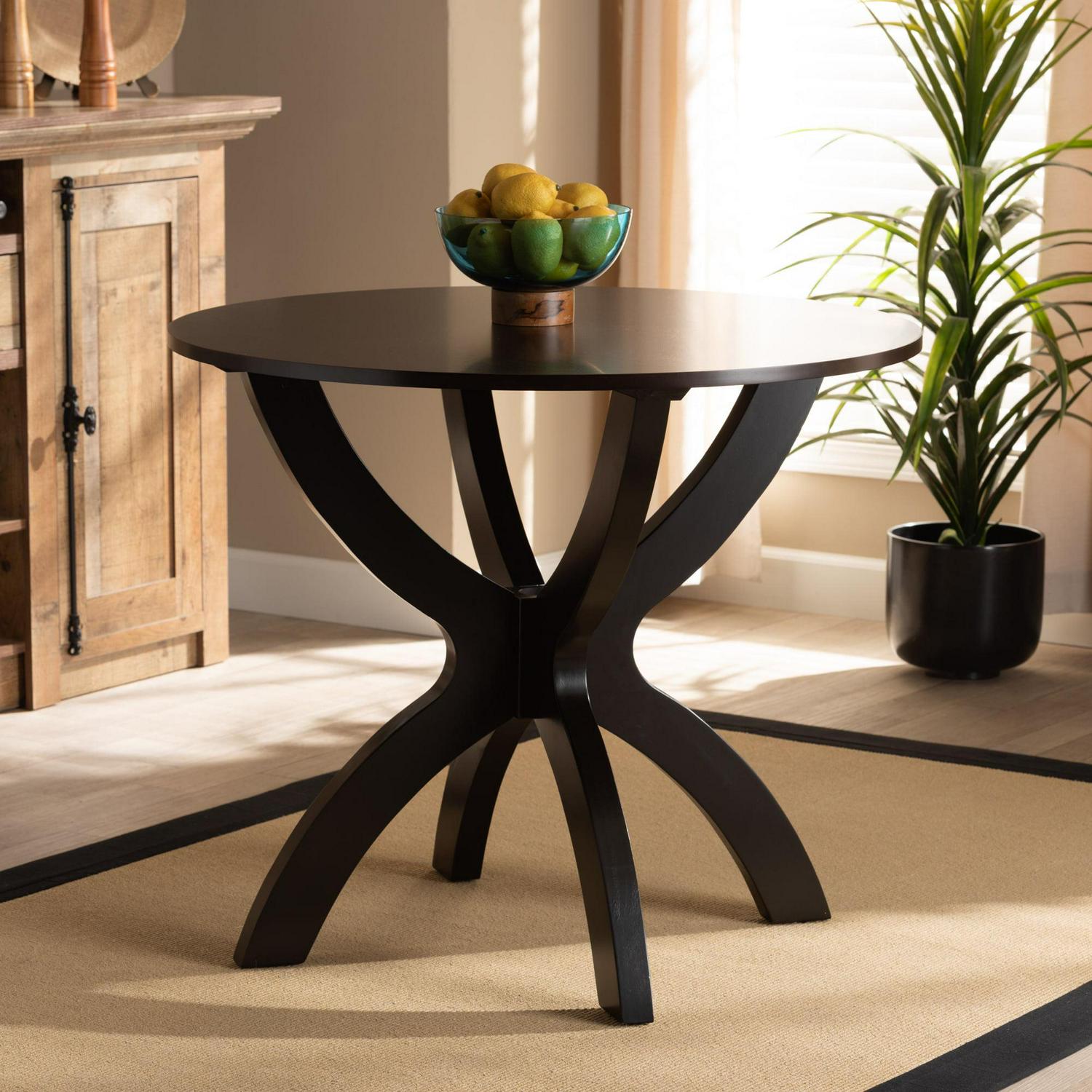 Baxton Studio Tilde Modern and Contemporary Dark Brown Finished 35InchWide Round Wood Dining Table  Crowdfused