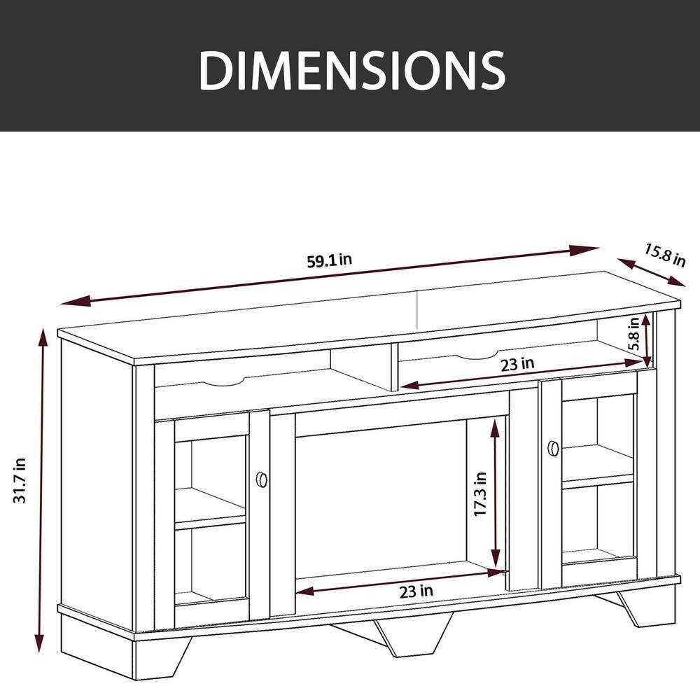 Hanover Glenwood 59.1 in. W Freestanding Electric Fireplace TV Stand in Slate Blue with Enhanced Log Display FS6022-1BSBL2