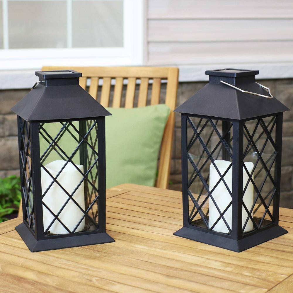 Sunnydaze Decor 11 in. Concord Black Solar LED Candle Outdoor Lantern (2-Pack) FOR-766-2PK