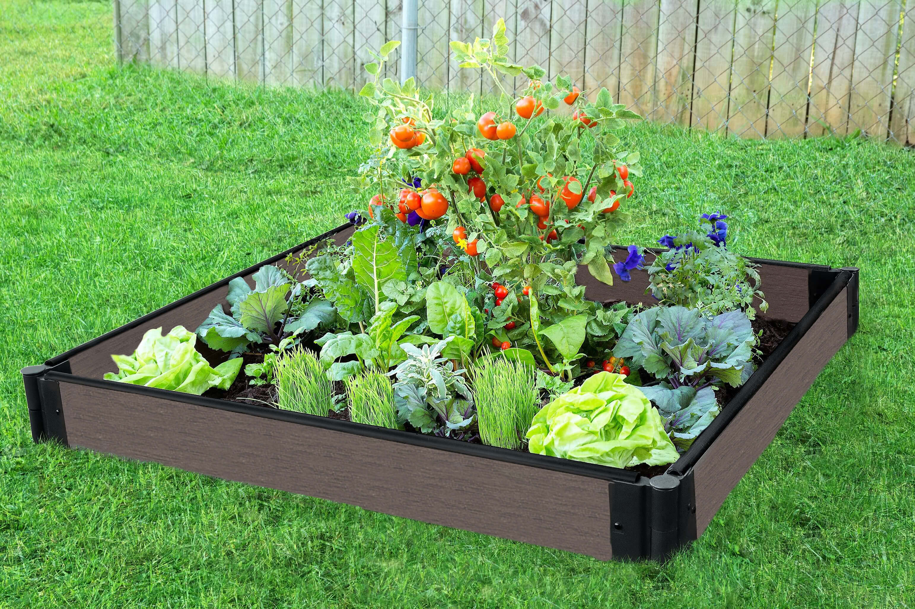 Frame It All Tool-Free Weathered Wood Raised Garden Bed 4' x 4' x 5.5