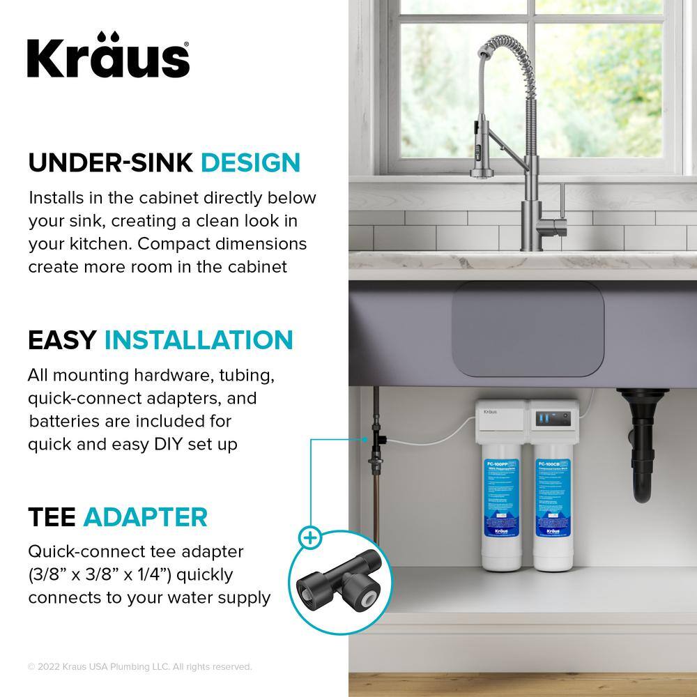 KRAUS Oletto Pull-Down Kitchen Faucet in Spot-Free Antique Champagne Bronze with Purita Under-Sink Filtration System FS-1000-KFF-2631SFACB