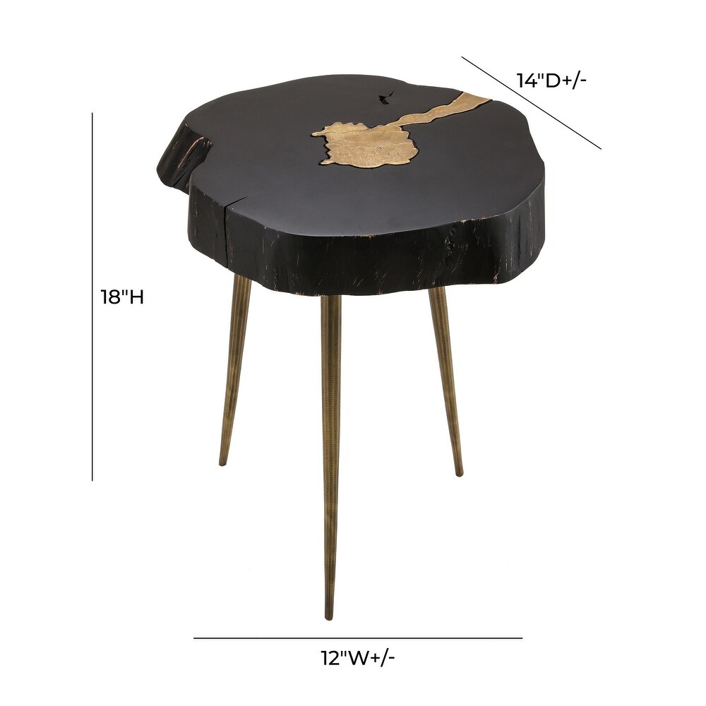 Timber Black and Brass Side Table