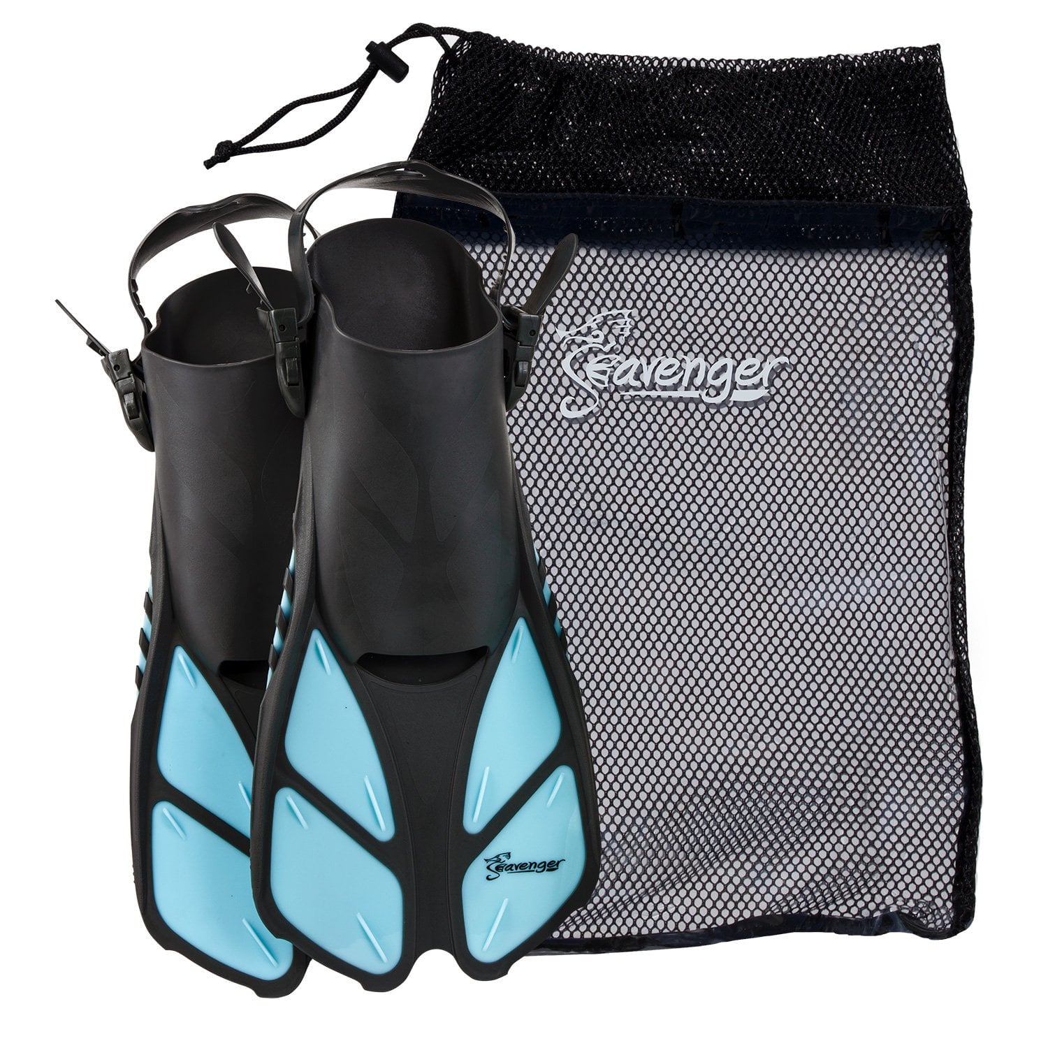 Seavenger Swim Fins / Flippers with Gear Bag for Snorkeling and Diving， Perfect for Travel Dodger Blue L/XL