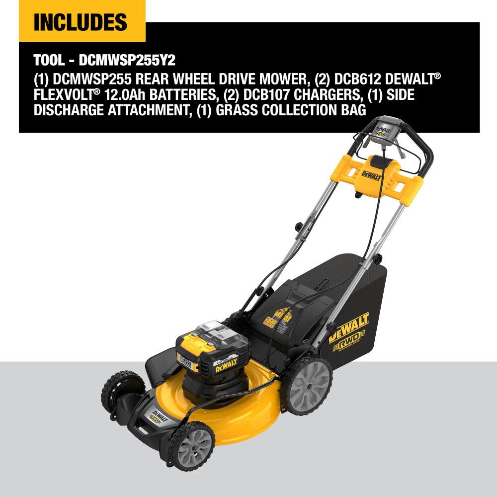 DEWALT 2X20V MAX* Lawn Mower Kit Brushless Cordless 21 1/2" Rear Wheel Drive Self Propelled DCMWSP255Y2 from DEWALT