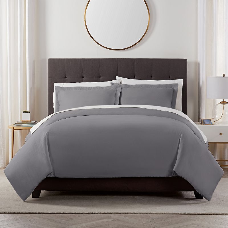 Serta X Comfort Solid 500 Thread Count Duvet Cover Set with Shams