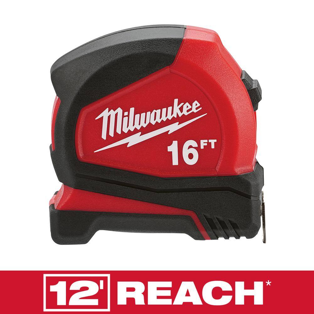 MW Compact 16 ft. SAE Tape Measure with Fractional Scale and 8 ft. Standout 48-22-6616