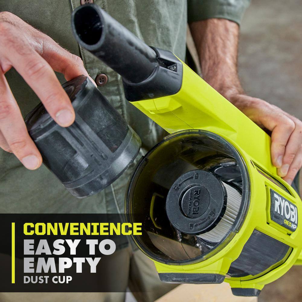 RYOBI ONE+ HP 18V Brushless Cordless Jobsite Hand Vacuum Kit with 4.0 Ah HIGH PERFORMANCE Battery and 18V Charger PBLHV701K