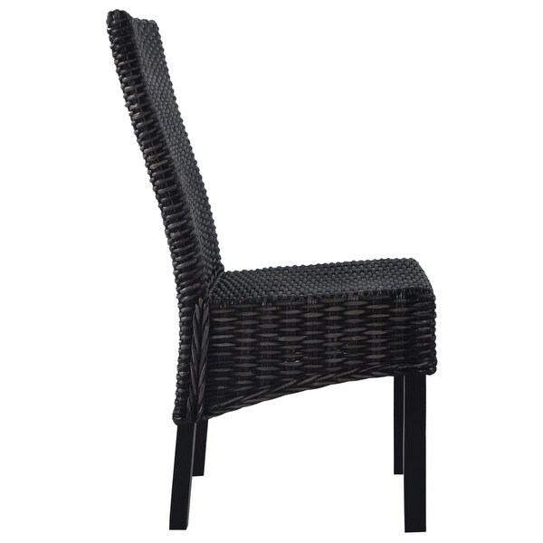 vidaXL Dining Chairs 6 pcs Black Kubu Rattan and Mango Wood (3x246656)