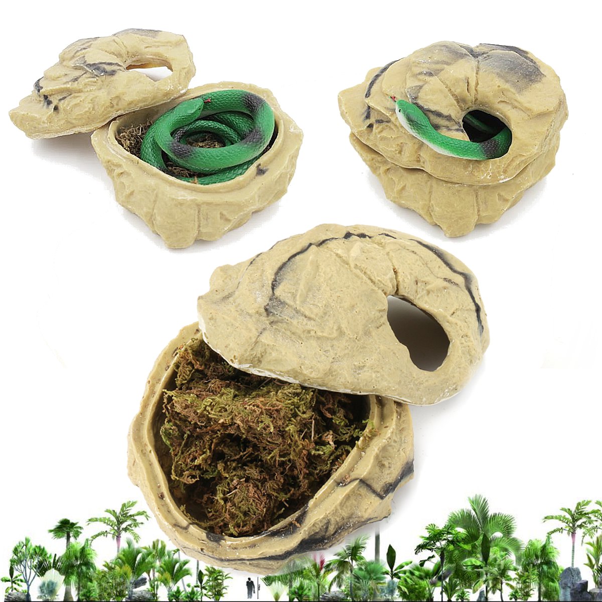 Powerlong Crawler Hiding Cave Tropical Rainforest Desert Reptiles House Size L