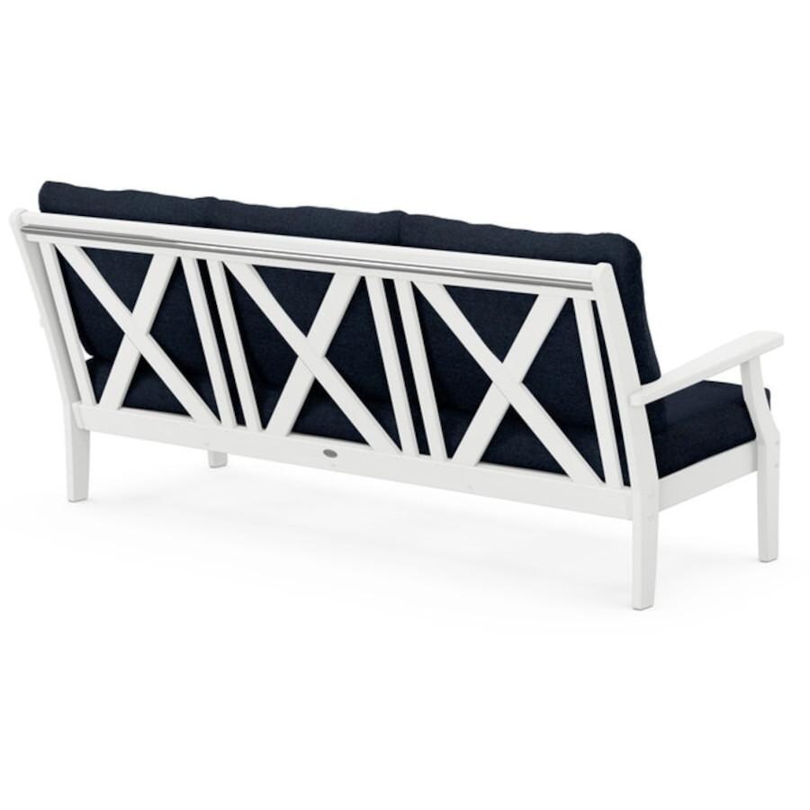 POLYWOOD Braxton Deep Seating Sofa in White / Marine Indigo