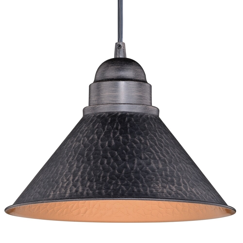 Outland 1 light Black/Goldtone Outdoor Barn Dome Pendant   10 in W x 7.5 in H x 10 in D