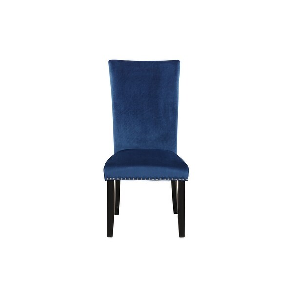 2-Piece Velvet Upholstered Dinging Chairs with Nailhead Trimmed